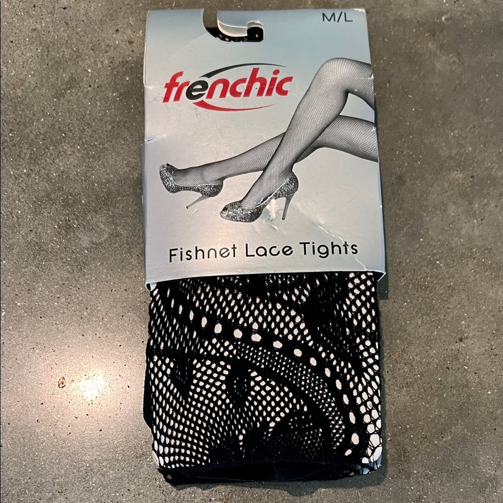 Frenchi Black Fishnet Lace Tights - M/L